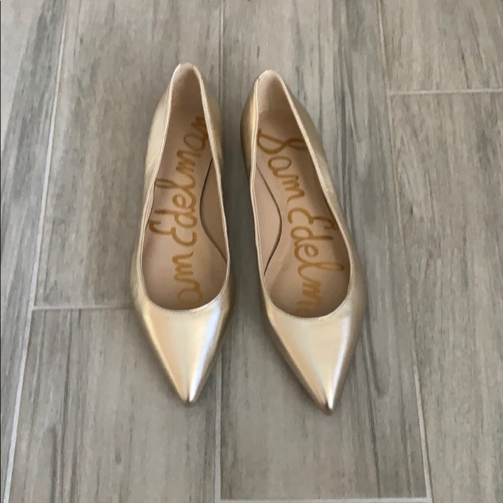 Sam Edelman gold pointy flats